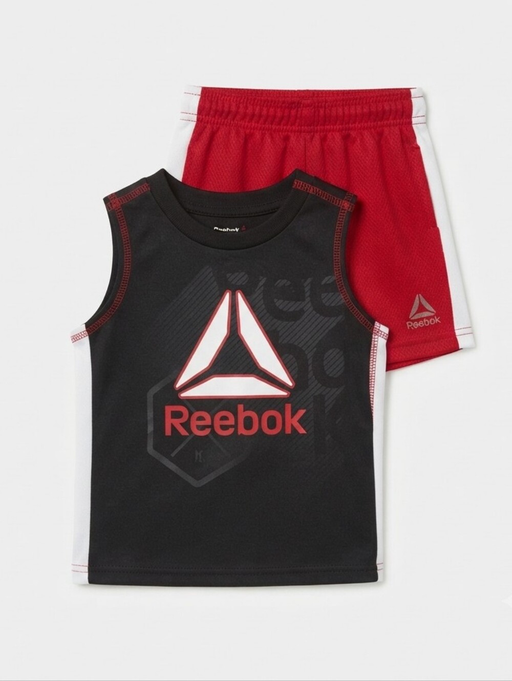 Reebok Black, Red & White Boys Athletic Tank and Shorts Set